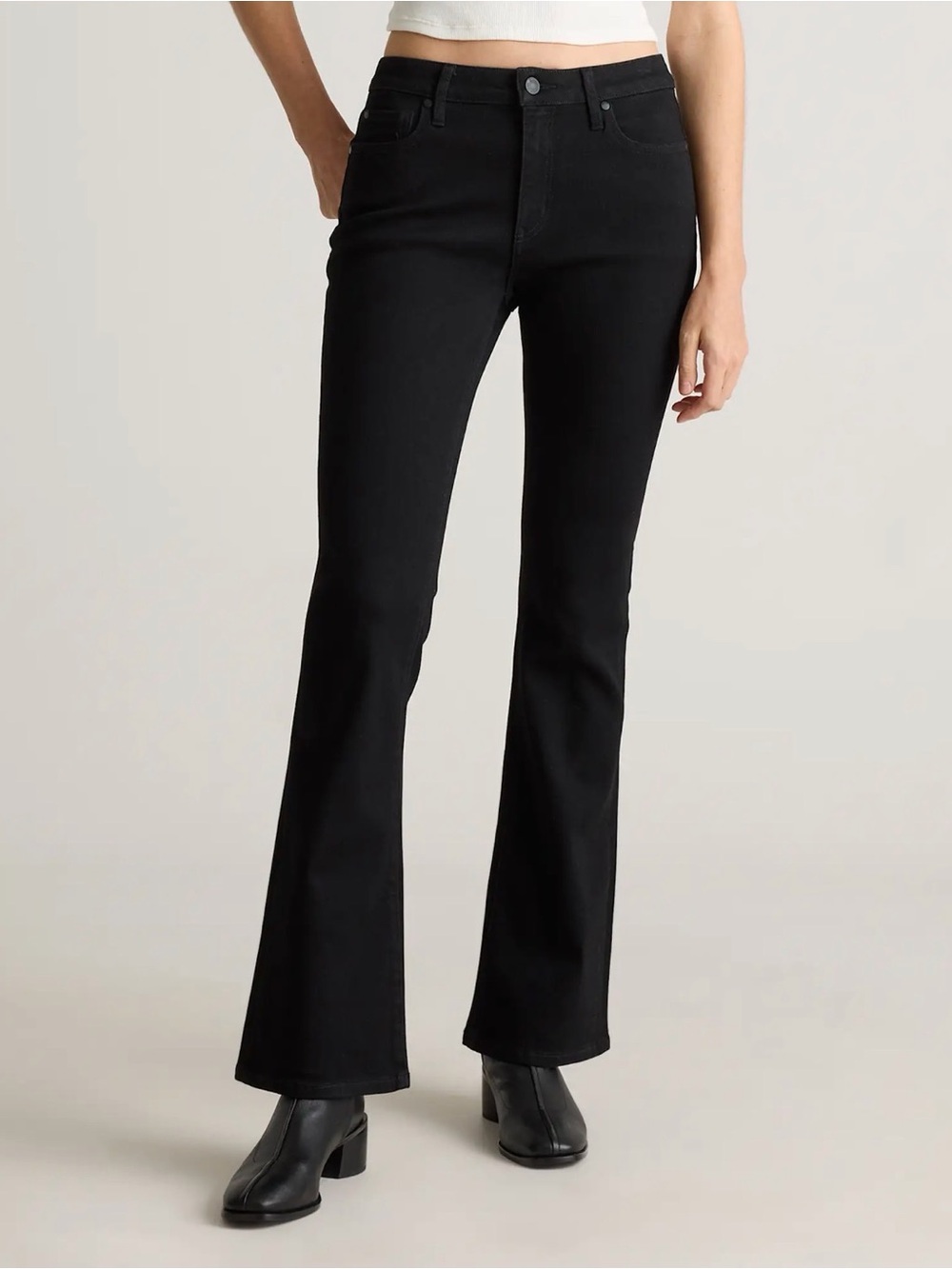Quince Black Luna Stretch Flare Jeans